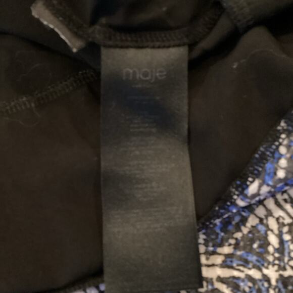 Maje Rufflani Ruffled 3/4 sleeve blue Midi Dress size 36 US 2 / 4 - Picture 3 of 10